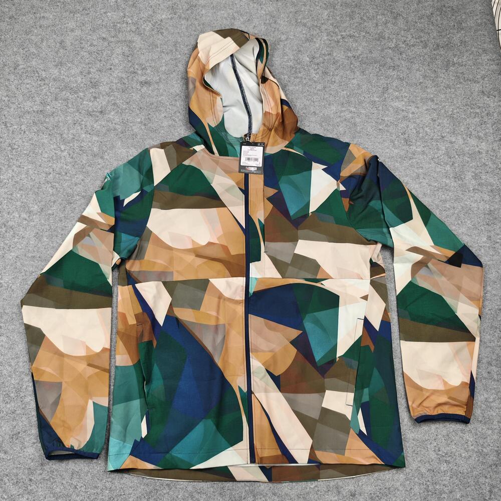 DSG Windbreaker Jacket Mens Medium Green Full Zip Run Mesh Dark Green Shapes